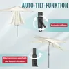 Diagram showing how to operate an auto-tilt function on a patio umbrella. Produktbild-Vorschau
