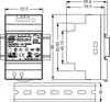 Technical drawing of a power supply unit with dimensions and labels. Produktbild-Vorschau