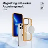 A phone case and phone are displayed with a magnetic charging accessory. Produktbild-Vorschau