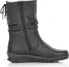 A black leather boot with a side zipper and lace-up detail at the back, shown against a white background. Podgląd zdjęcia produktu
