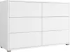 A white dresser with six drawers against a white background. Náhled obrázku produktu