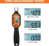 A digital torque wrench is shown next to three digital displays illustrating different measurement modes. Náhled obrázku produktu