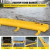 A yellow flood barrier is shown in a flooded street, with smaller images below showing its use in garages, doorways, roads, and dams. Anteprima dell’immagine prodotto