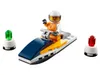 A LEGO jet ski with a minifigure driver and two buoys. Produktbild-Vorschau