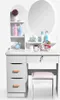 Coiffeuse avec miroir rond et tabouret pour la chambre Voir les images du produit 8