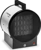 A white and black electric heater with a black handle on top, placed on a white background. Produktbild-Vorschau