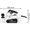 A diagram of an electric planer with dimensions indicated. Anteprima dell’immagine prodotto