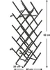 A black metal wine rack is shown against a white background with dimensions indicated. Náhled obrázku produktu