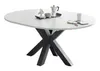 A white oval dining table with a dark grey base, set against a white background. Small decorative items are placed on the table. Produktbild-Vorschau