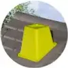 A yellow plastic object on a wooden surface. Produktbild-Vorschau