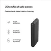 A black power bank is shown next to text describing its features. Produktbild-Vorschau