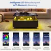 okwish Konferenční stůl čtvercový, LED lesklý odkládací Náhled obrázku produktu 4