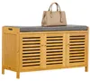 Relaxdays schoenenbank met beklede zitvlak, bamboe, 3 Productafbeelding-voorbeeld 1