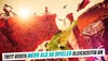 A dynamic scene depicting extreme sports like mountain biking and wingsuit flying, with a vibrant, rocky landscape and a bright sun. Produktbild-Vorschau