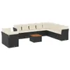 11-tlg. Garten-Sofagarnitur mit Kissen Schwarz Poly Rattan Produktbild-Vorschau 2