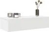 A white floating shelf with two drawers, decorated with a small lantern and a jar on top, and a vase with dried flowers on the right. Náhľad obrázku produktu
