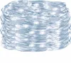 A coiled string of white LED lights on a silver wire. Náhled obrázku produktu