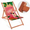 Holz Strandliegestuhl Orange Fullprint – Klappbare Gartenliege für Strand & Garten Produktbild-Vorschau