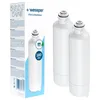 A product shot of two refrigerator water filters next to their packaging. Produktbild-Vorschau