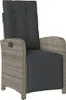 A single gray poly rattan garden recliner chair with a dark gray cushion, shown from the front-right angle against a white background. Produktbild-Vorschau