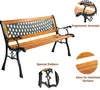 A garden bench with close-up insets highlighting features. Produktbild-Vorschau