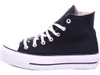A black high-top Converse sneaker with white laces and a thick white platform sole, shown from the side against a white background. Anteprima dell’immagine prodotto