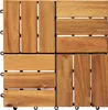 A close-up overhead view of interlocking wooden deck tiles. Náhled obrázku produktu