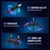A collage of three images showcasing different components of a gaming chair, with text descriptions highlighting features. Produktbild-Vorschau