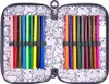 A pencil case filled with colorful markers, laid open on a white background. Voir les images du produit
