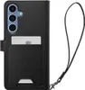 A black wallet-style phone case with a card slot and a wrist strap, shown against a white background. Produktbild-Vorschau