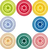 A collection of colorful drain strainers arranged in a circular pattern against a white background. Podgląd zdjęcia produktu
