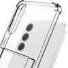 A clear phone case is shown over a white smartphone. Produktbild-Vorschau