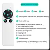 A white remote control for a robot vacuum cleaner is shown next to a description of its buttons and functions. Náhled obrázku produktu