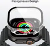 A close-up of a smartwatch with a transparent protective case being placed over it. Produktbild-Vorschau