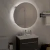 koupelnová skříňka vidaXL s kulatým zrcadlem a LED Dubový Náhled obrázku produktu 3