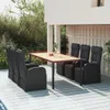 vidaXL 7-tlg. Garten-Essgruppe Schwarz Poly Rattan & Produktbild-Vorschau 2