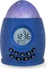A blue star projector alarm clock with a digital display. Produktbild-Vorschau