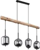 Hängeleuchte, Glasschirm, Holzoptik, braun, H 130 cm Produktbild-Vorschau 1