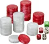 Große Backgammon Spielsteine 34mm mit Würfeln, rot-weiß, Produktbild-Vorschau 1
