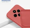 A close-up view of a red phone case, showing the camera cutout and the interior texture. Produktbild-Vorschau
