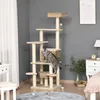 Pawhut Kraboom voor katten met kattenhol, van riet, Productafbeelding-voorbeeld 2
