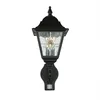 A black outdoor wall lamp with a motion sensor. Produktbild-Vorschau
