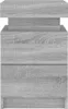 A close-up, front-facing view of a gray wooden nightstand with a textured wood grain pattern. Náhled obrázku produktu