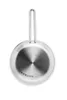 The underside of a stainless steel frying pan with a handle, shown against a white background. Náhľad obrázku produktu