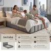 tectake® Polsterbett Shirley Samtbezug mit Steppmuster Produktbild-Vorschau 2