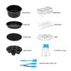 A collage of various kitchen accessories for an air fryer. Voir les images du produit