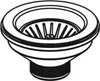 A black and white line drawing of a sink strainer basket. Produktbild-Vorschau