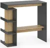 A modern bar table with a gray frame and wood-effect shelves. Voir les images du produit