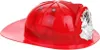 A red firefighter helmet with a silver badge. Produktbild-Vorschau