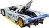 A white and blue Lego Technic model of a Mazda 787B race car with its doors and engine cover open. Produktbild-Vorschau